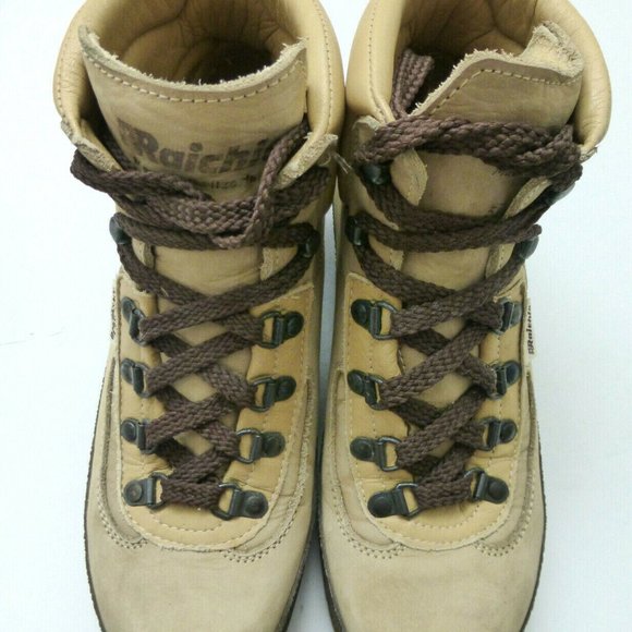 WOMENS 5.5 N Vintage RAICHLE Switzerland Leather Nubuck Hiking Boots Vibram Sole - Picture 2 of 11
